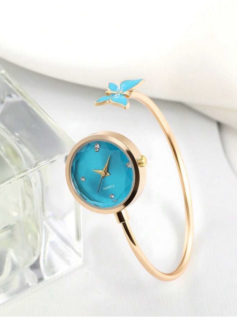 Bangle Watch with Turquoise Dial and Butterfly Detail - Picture 5 of 5